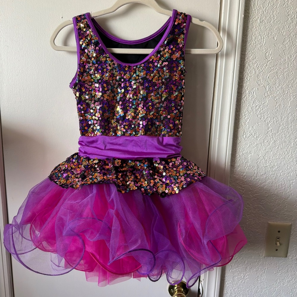 Weissman Kids Large Sequin Tutu Dance Costume Purple Magenta LC RN 64830